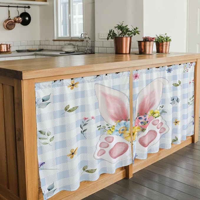 Easter Kitchen Tier Curtains 24 Inch Long 2 Panel Set, Rod Pocket Cafe Small - Image 7