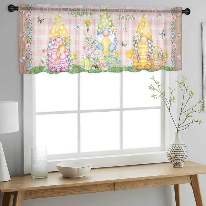 Happy Easter Sheer Valances for Windows 54"x18", Light Filtering Kitchen - Image 2