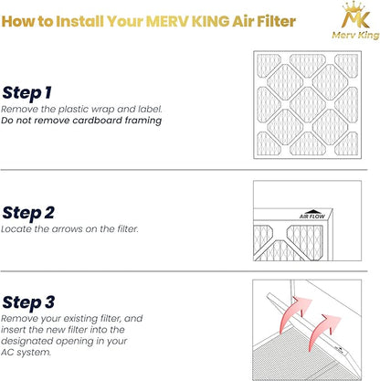 MervKing 20x25x5 Air Filter Actual Size: 19.88" x 24.88" x 4.38" MERV 11 MPR - Image 4