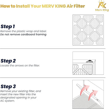 MervKing 20x25x1 Air Filter Actual Size: 19.7" x 24.7" x 0.75" MERV 8 MPR - Image 3