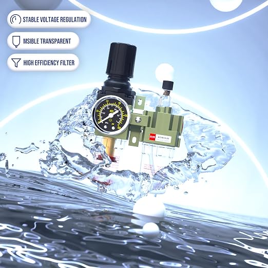 NPT 1/4 Air Regulator with Gauge, Air Compressor Water Separator with - Image 6