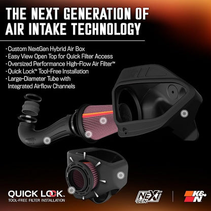 K&N NextGen Cold Air Intake System: High-Flow Cotton Filter: Compatible - Image 3