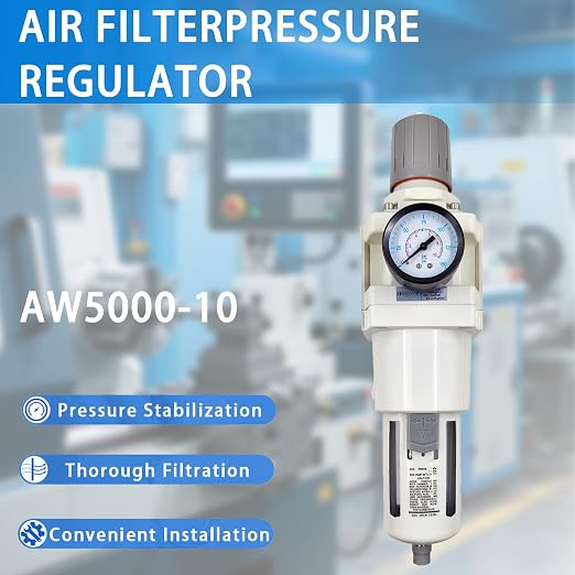 XingNEeng 1" NPT Compressed Air Filter Regulator Combo Piggyback, Water/Oil - Image 8