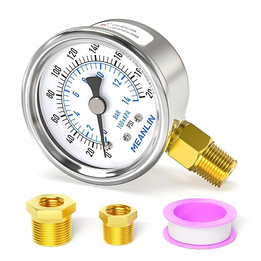 MEANLIN MEASURE 0~200Psi Dry Pressure Gauge Stainless Steel 1/4" NPT 2" FACE by MEANLINMEASURE