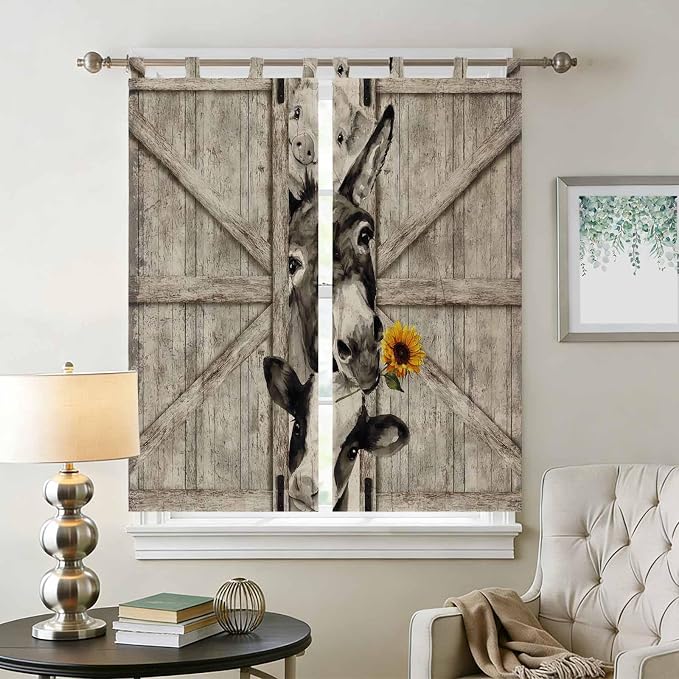 Funny Farm Animals Living Room Curtains 84 Inch Length, Window Curtains Tab Top - Image 2