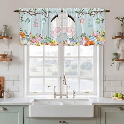 Easter Bunny Kitchen Tier Curtains 36 Inch Long 2 Panel Set, Rod Pocket Half - Image 3