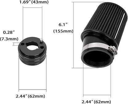 High Performance Upgraded 62mm Air Filter Adapter Intake and Spark Plug Kit - Image 2