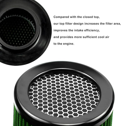 RYANSTAR RACING 76mm 3" High Flow Round Tapered Cone Cool Air Filter Cleaner - Image 5