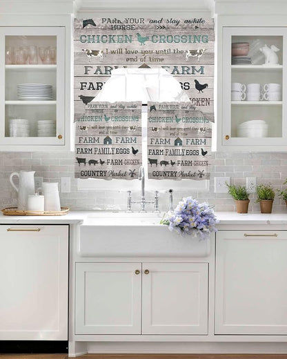 Farmhouse Swag Kitchen Curtains Valance and Tier Set, Rod Pocket Short Curtain - Image 4