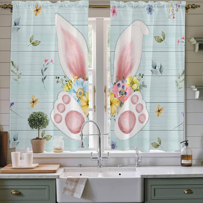 Easter Window Curtains 63 Inch Long 2 Panel Set, Rod Pocket Bedroom Curtains & by Unknown