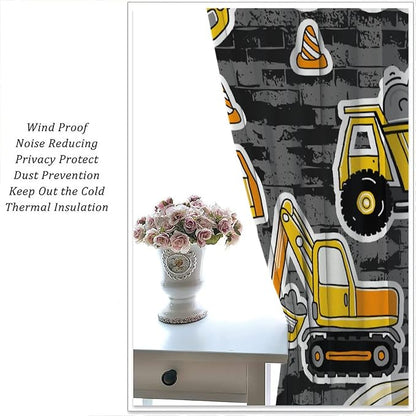 Kids Construction Excavator Window Curtains - Image 5