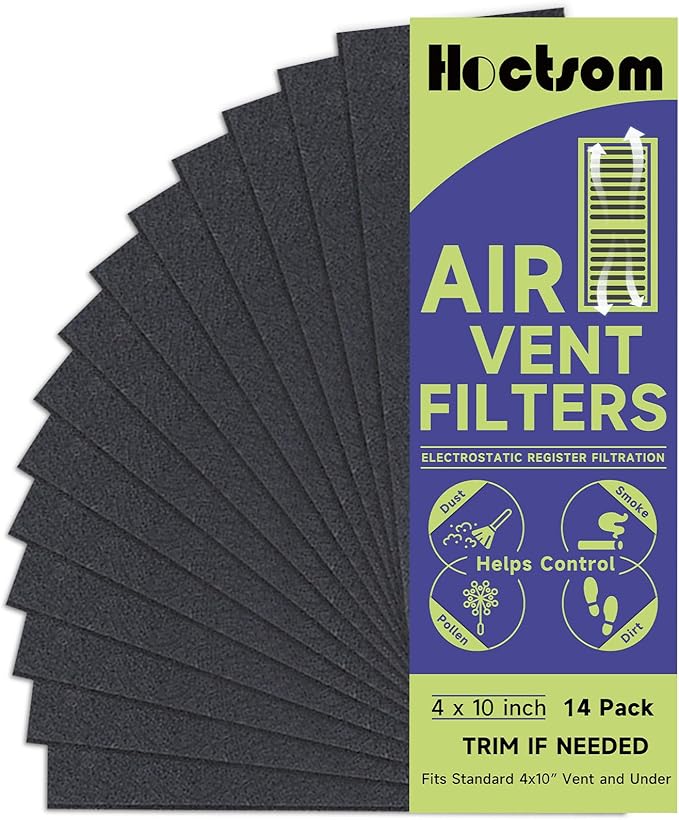 Air Vent Filter 4 x 10 Inch 14-Pack Activated Charcoal, Air Vent Floor Heater by Hoctsom