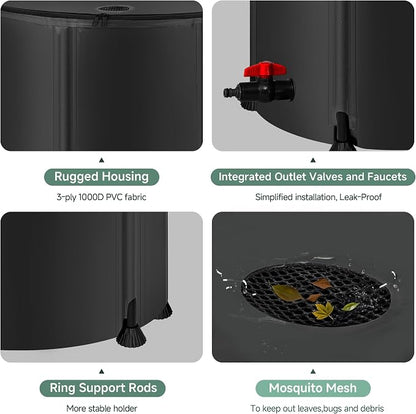 Collapsible Rain Barrel Water Storage Containers-100 Gallon Portable Rainwater - Image 2