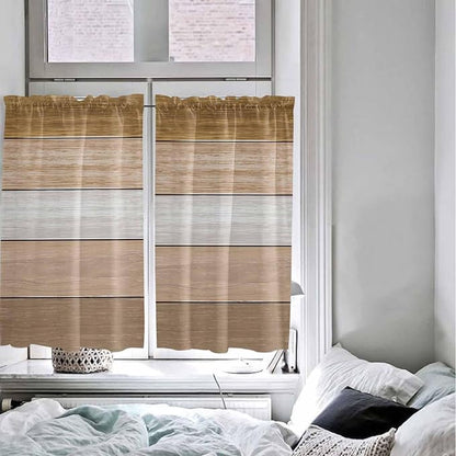 Retro Farm Wood Board Window Valance Curtains, 2 Panel - Image 7