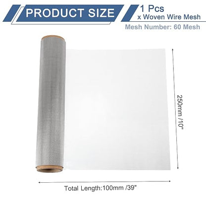 uxcell 60 Mesh 39" x 10" Woven Wire Mesh, 304 Stainless Steel Air Vent Filter - Image 2