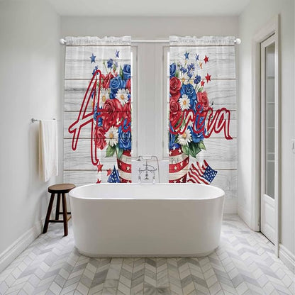 Independence Day Window Curtains 72 Inch Long 2 Panel Set, Rod Pocket Long - Image 5
