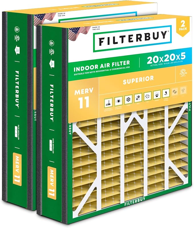 Filterbuy 20x20x5 Air Filter MERV 11 Superior Pet & Allergy Defense, by Filterbuy