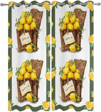 Lemon Outdoor Curtains for Patio Lemons in Baskets Summer Tropical Plants Green - Image 9