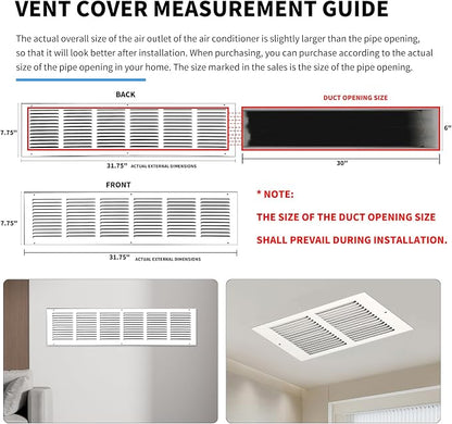 30x6 Return Air Grille, Air Return Vent Cover, Flat Vent Cover, Rejillas De - Image 4