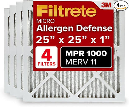 Filtrete 25x25x1 AC Furnace Air Filter, MERV 11, MPR 1000, Micro Allergen by Filtrete