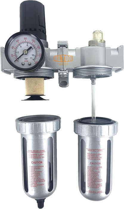 1/4" NPT Mid Flow Compressed Air In Line Filter Regulator Lubricator Oiler - Image 5