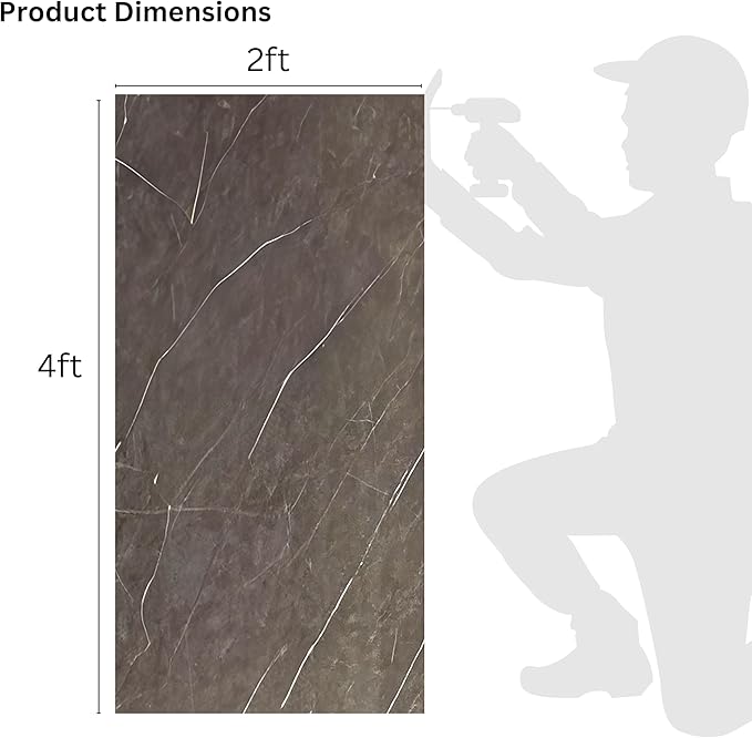 Dundee Deco Faux Marble Wall Panels - 2 ft X 4 ft - Glossy, Waterproof Indoor Wall Cladding - Chocolate Brown, White Veins - Set of 4 - Covers 31 sq ft