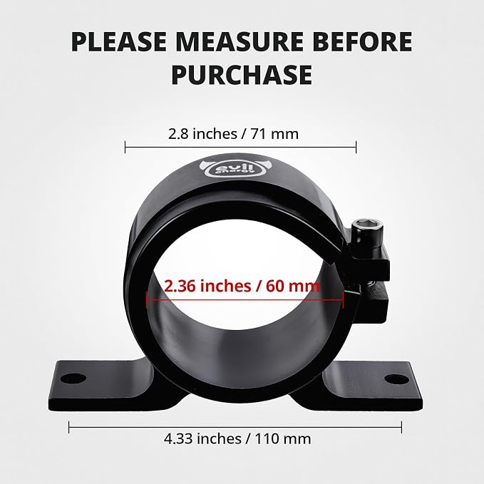 EVIL ENERGY 60mm Fuel Filter Mounting Bracket, Fuel Pump Clamp Holder Black - Image 4