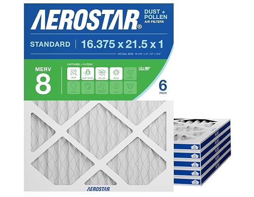 Aerostar 16.375x21.5x1 MERV 8 Air Filter, ACTUAL SIZE, Air Conditioning & by AirFiltersDelivered