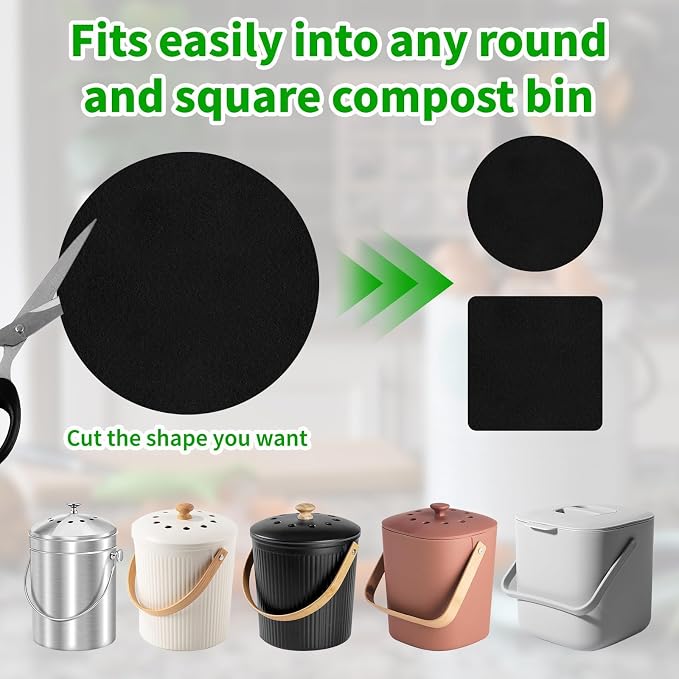 Charcoal Filters for Kitchen Compost Bin, 6.5 Inch Charcoal Filters for Compost - Image 5