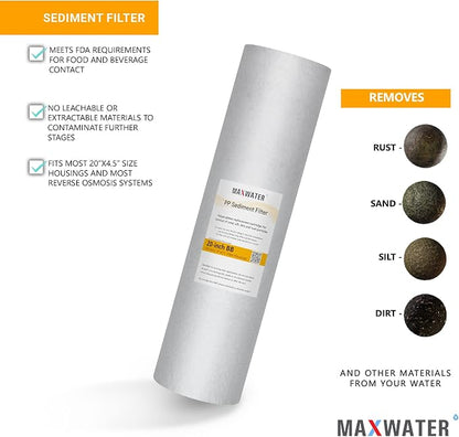 Max Water 10 Micron 20 x 4.5 Sediment Filter 20 inch Whole House BB Water - Image 3