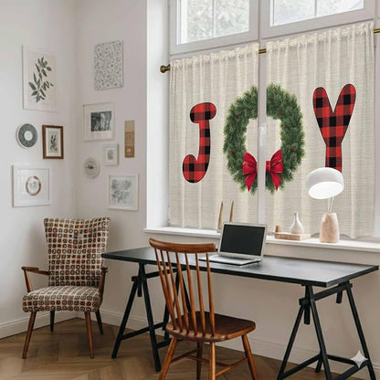 Red Green Christmas Kitchen Tier Curtains 45 Inch Long 2 Panel Set, Rod Pocket - Image 6