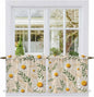 Spring Daisy Tier Curtains, Country Watercolor Flower Leaf Plant Light by Unknown