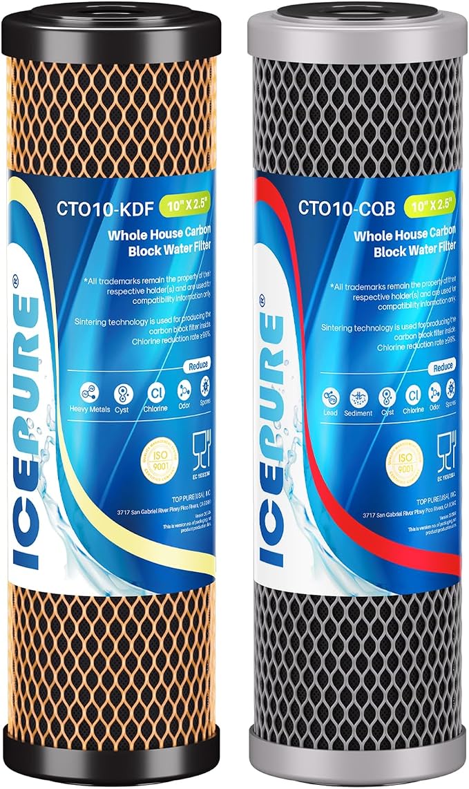 ICEPURE 2.5" x 10" Whole House CTO Activated Carbon Water Filter Combo Kit by ICEPURE
