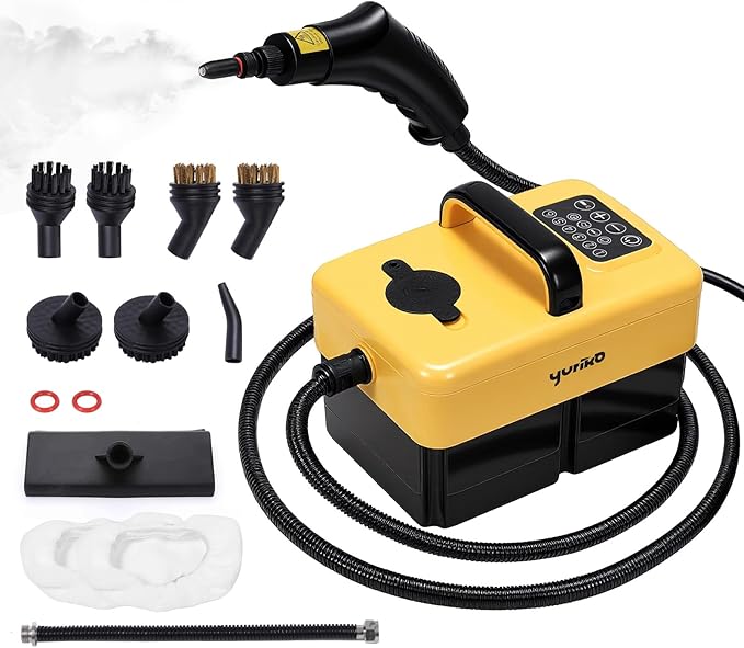 Handheld Steam Cleaner for Home, 6-Level Adjustable, 15s Heat-Up, One Touch Flush Mode, 3.5 Bar High Pressure, Auto Shut-Off, 1500W Portable Steamer for Carpets Floor Car Furniture Couch Tile
