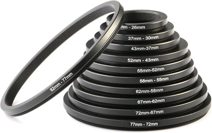 K&F CONCEPT 11 Pieces Metal Step Down Filter Adapter Rings Set, by KFCONCEPT