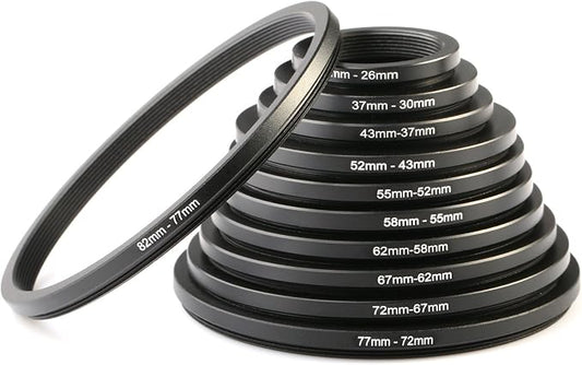 K&F CONCEPT 11 Pieces Metal Step Down Filter Adapter Rings Set, by KFCONCEPT
