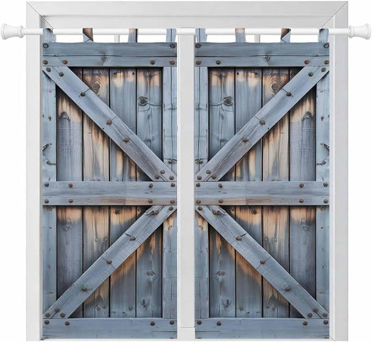 Farmhouse Wood Grain Bathroom Curtains 63 Inch Length, Window Curtains Tab Top by Unknown