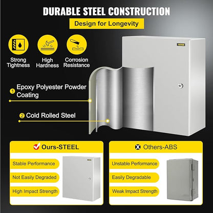VEVOR NEMA Steel Enclosure, IP66 Waterproof & Dustproof, Outdoor/Indoor - Image 3