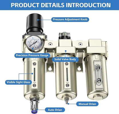 3/4" NPT 3 Stage Air Drying System, Heavy Duty Industrial Grade Air Compressor - Image 3