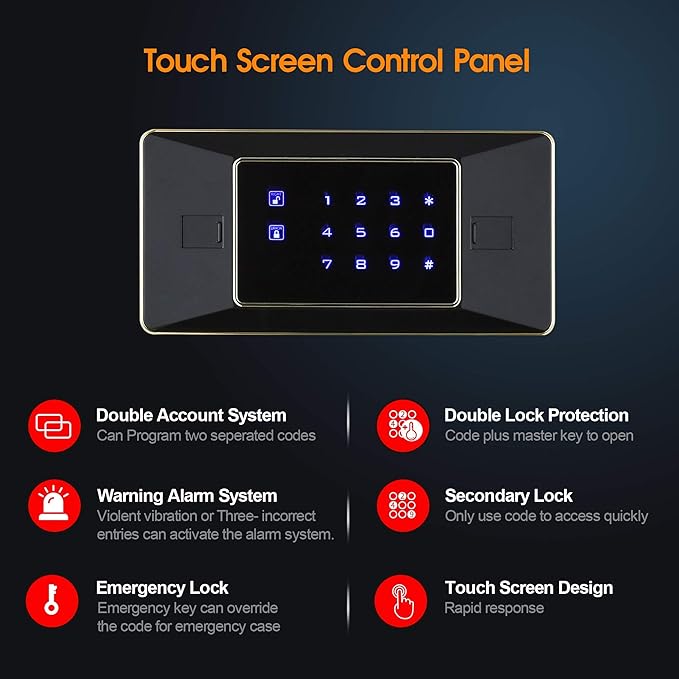 TIGERKING 𝐇𝐞𝐚𝐯𝐲 𝐃𝐮𝐭𝐲 Large Safe Box, 2.05 Cubic Feet Home Safe with Touch Screen Keypad & Built-in Lock Box, Digital Safes for Home Office