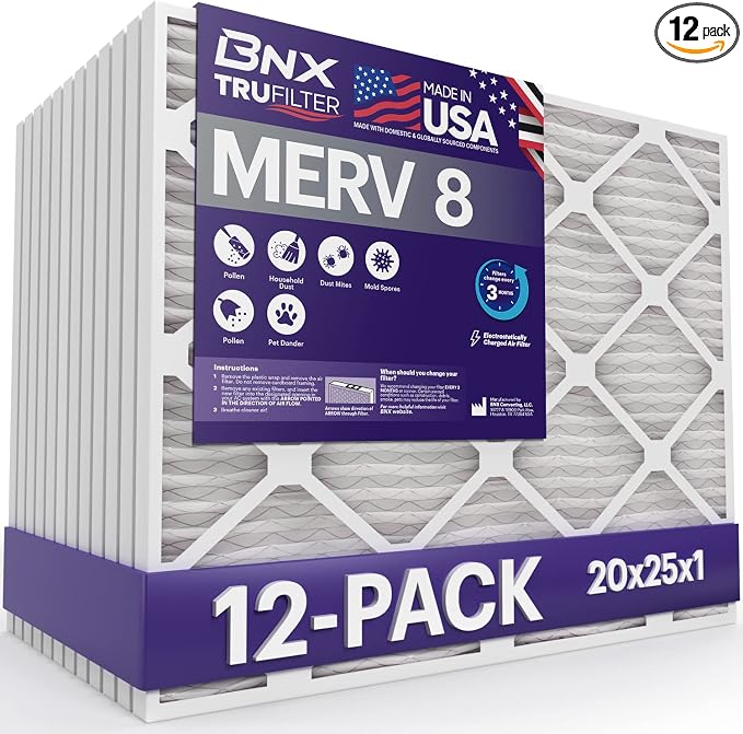 BNX TruFilter 20x25x1 Air Filter MERV 8 by BNX