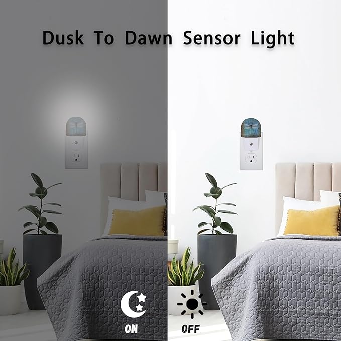 Axxitude Vintage Dragonfly Night Lights Plug into Wall for Girls Boys Room,Night Light LED Lamp Dusk to Dawn Sensor Round Lamp for Bedroom Bathroom Hallway Home Wall Decor Nightlight