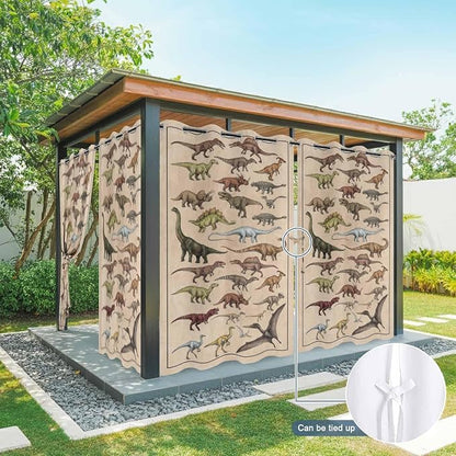 Vintage Outdoor Curtains for Patio Dinosaurs Biographies Retro Waterproof - Image 7