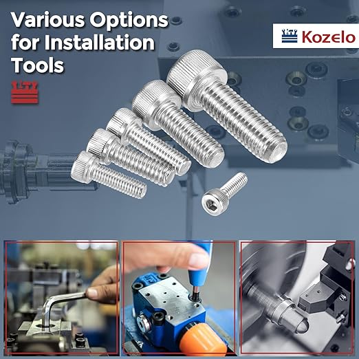 Kozelo 2pcs Socket Head Cap Screws - [M12-1.75 x 65mm] 304 Stainless Steel Allen Socket Drive for Electrical Motor 3D Printing Fan Engine Replacement Use, Silver