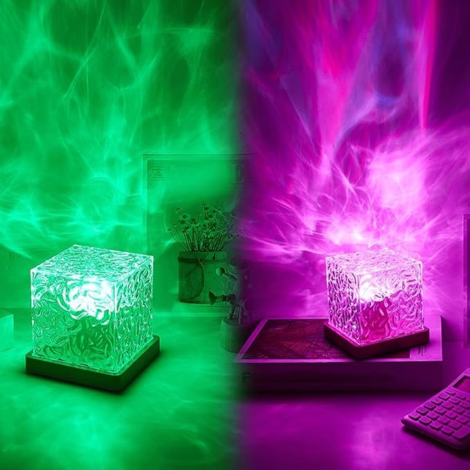 Aurora Borealis Night Light Projector, Aurora Dreamscape Projector, Magical Northern Lights for Your Room, 3/16 Colors Ambient Dynamic Wave Cube Lamp with Remote (3 Colors Rechargeable, Plastic)