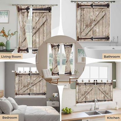 Farmhouse Wood Grain Living Room Curtains 84 Inch Length, Window Curtains Tab - Image 7