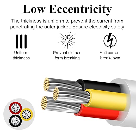 20 Gauge 3 Conductor Electrical Wire, 16.4 FT Low Voltage 20/3 Tinned Copper Stranded 3 Wire Cable, 20 AWG White Flexible Extension Power Cord for Automotive, LED Lamp, Outdoor Landscape Lighting Etc