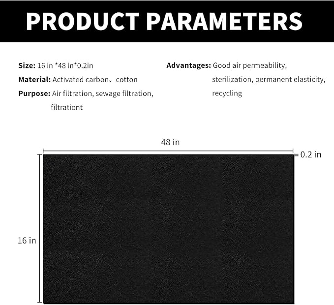 Cut-to-Fit Activated Carbon Filter Sheet Charcoal Air Vent Filters Pad Black - Image 2