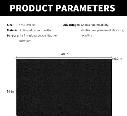 Cut-to-Fit Activated Carbon Filter Sheet Charcoal Air Vent Filters Pad Black - Image 2