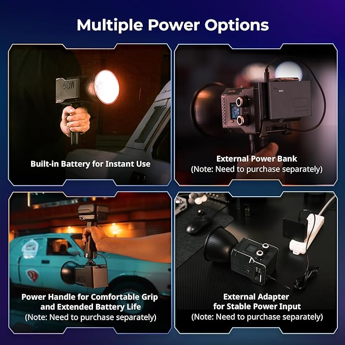 SmallRig RC 60C RGB LED Video Light, 3400mAh Battery 45min Runtime, APP Control, Potable Palm-Sized Continuous Output Lighting 2500K-10000K, for Photography/Video/Studio, Lite Edition